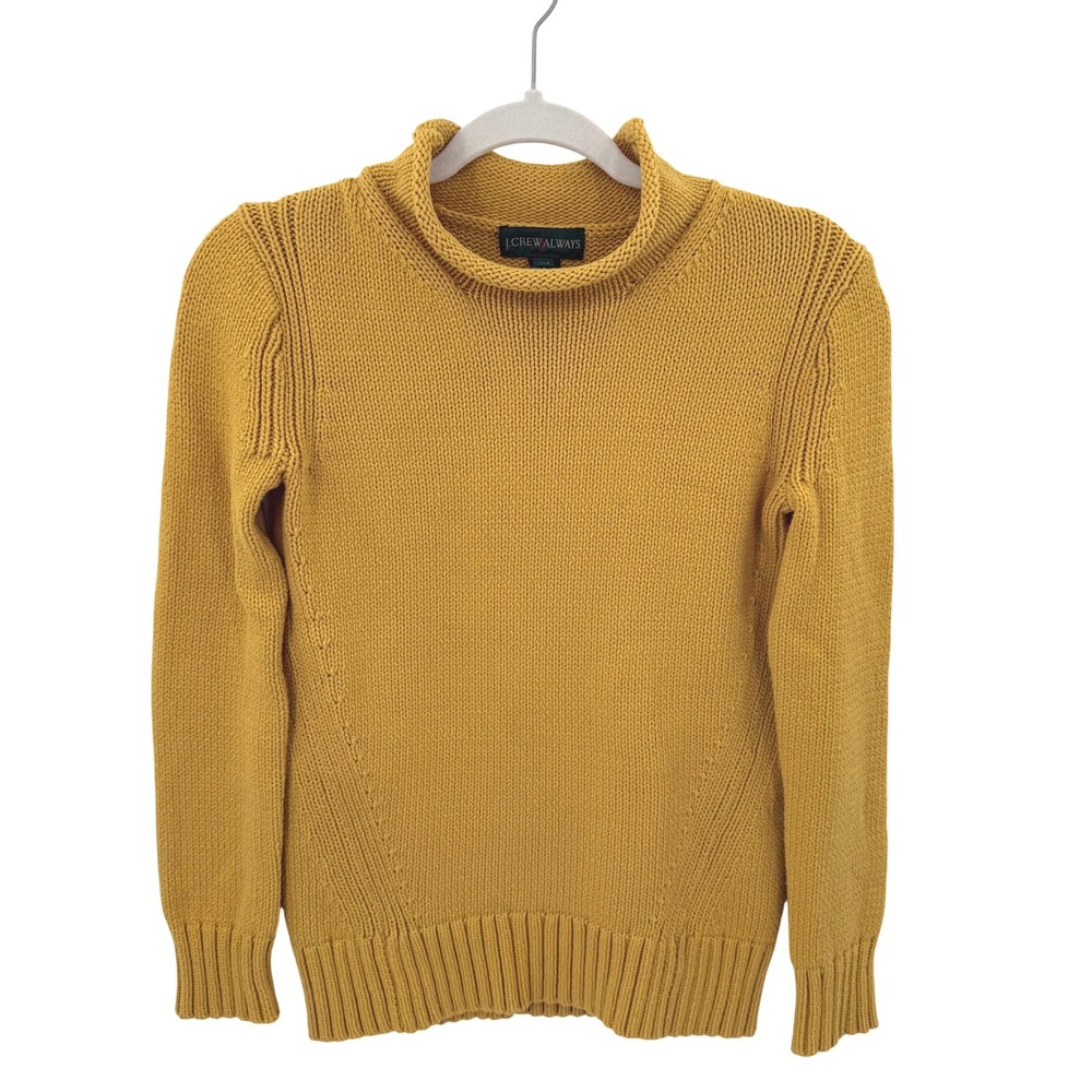 J.Crew Always Womens Mustard Yellow Shaker Stitch Roll Neck Cotton Sweater